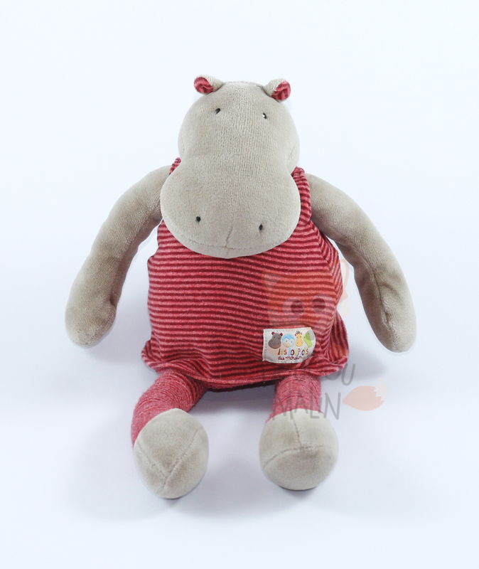 Les loupiots isabelle the hippo soft toy red brown 